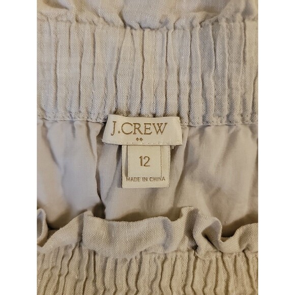 J Crew Skirt Womens 12 Beige Tan 100% Linen Elastic Waist City Mini 40304 - Picture 3 of 9